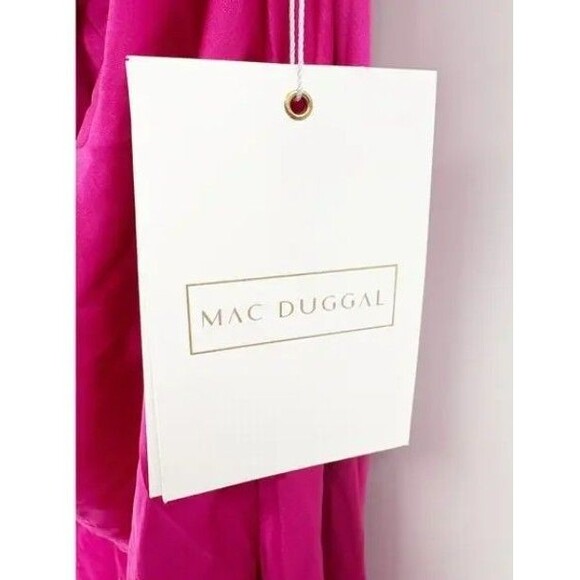 MAC DUGGAL 68485 CUT OUT ONE SHOULDER SATIN MAGENTA Pink GOWN sz 2 8 NWT - Picture 6 of 7